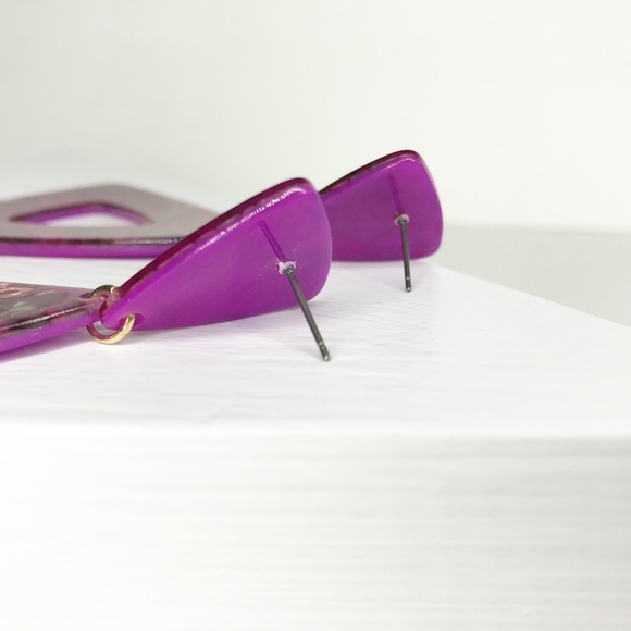 Triangle Drop Earrings in Purple - Picture 5 of 5